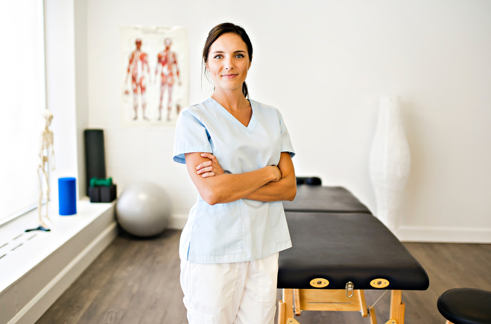 physical therapist in clinic