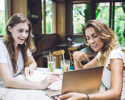therapists looking at laptop